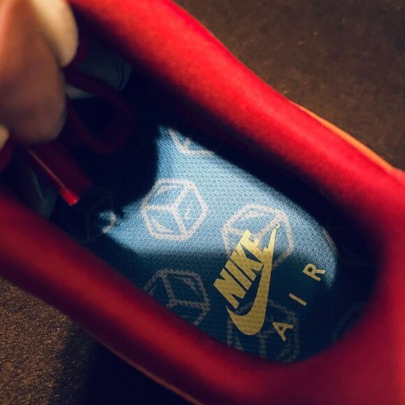 RARE NIKE SAMPLE AIR FORCE 1 Gym Red Total Orange Univ. Blue Womens 7 US 38 EUR - Picture 7 of 10